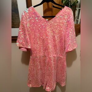 Pink Sequin Romper - size XXL